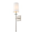 Z-Lite Camila 1 Light Wall Sconce, Brushed Nickel & White 811-1S-BN